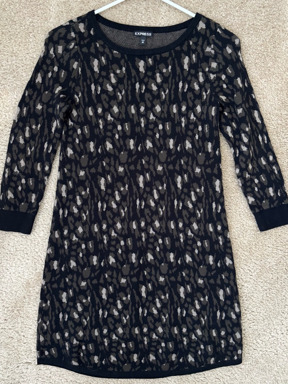 Express Black and Taupe Printed Mini Dress